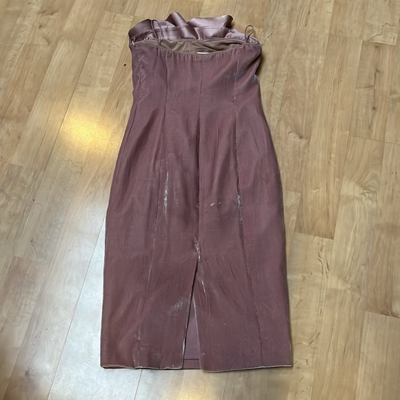 Cinq a Sept Marceau Pink Velvet Ruffle Strapless Corset Midi Dress, size 4 - Picture 7 of 7